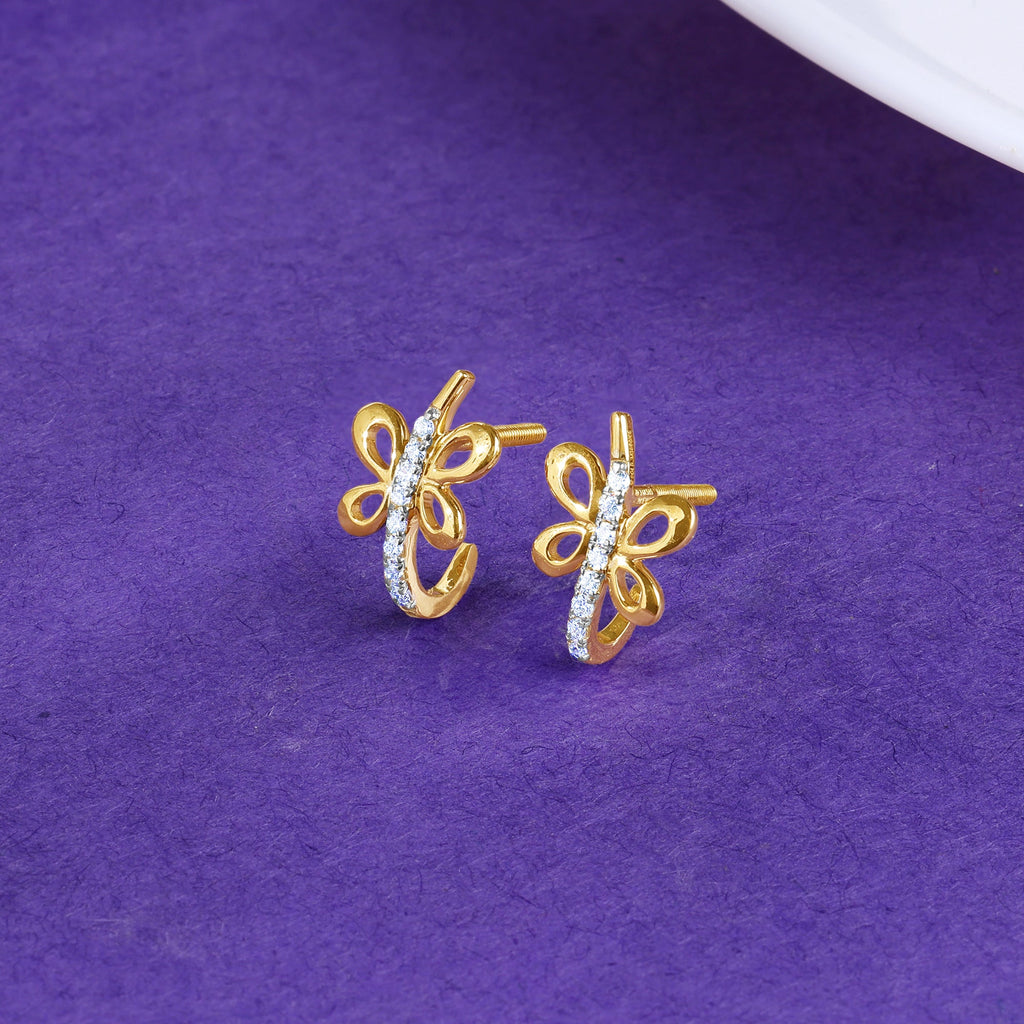 Gold Fides J-hoop Lab Grown Diamond Earrings