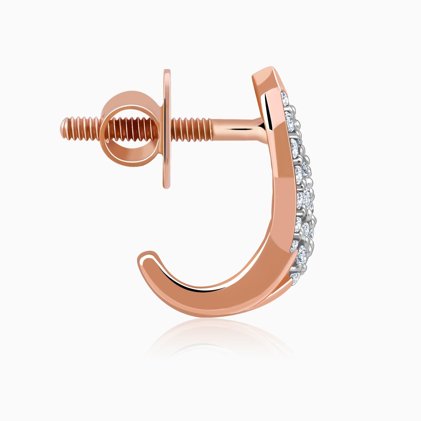 Rose Gold Luna J-hoop Lab Grown Diamond Earrings