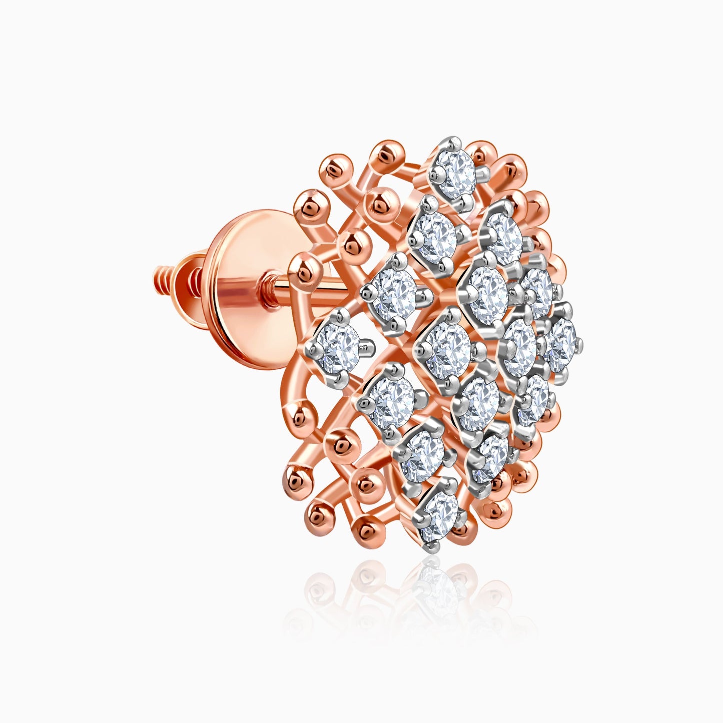 Rose Gold Classic Square Lab Grown Diamond Earrings