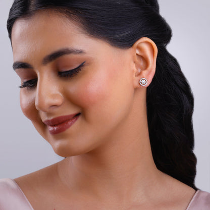 Rose Gold Poise Halo Lab Grown Diamond Earrings