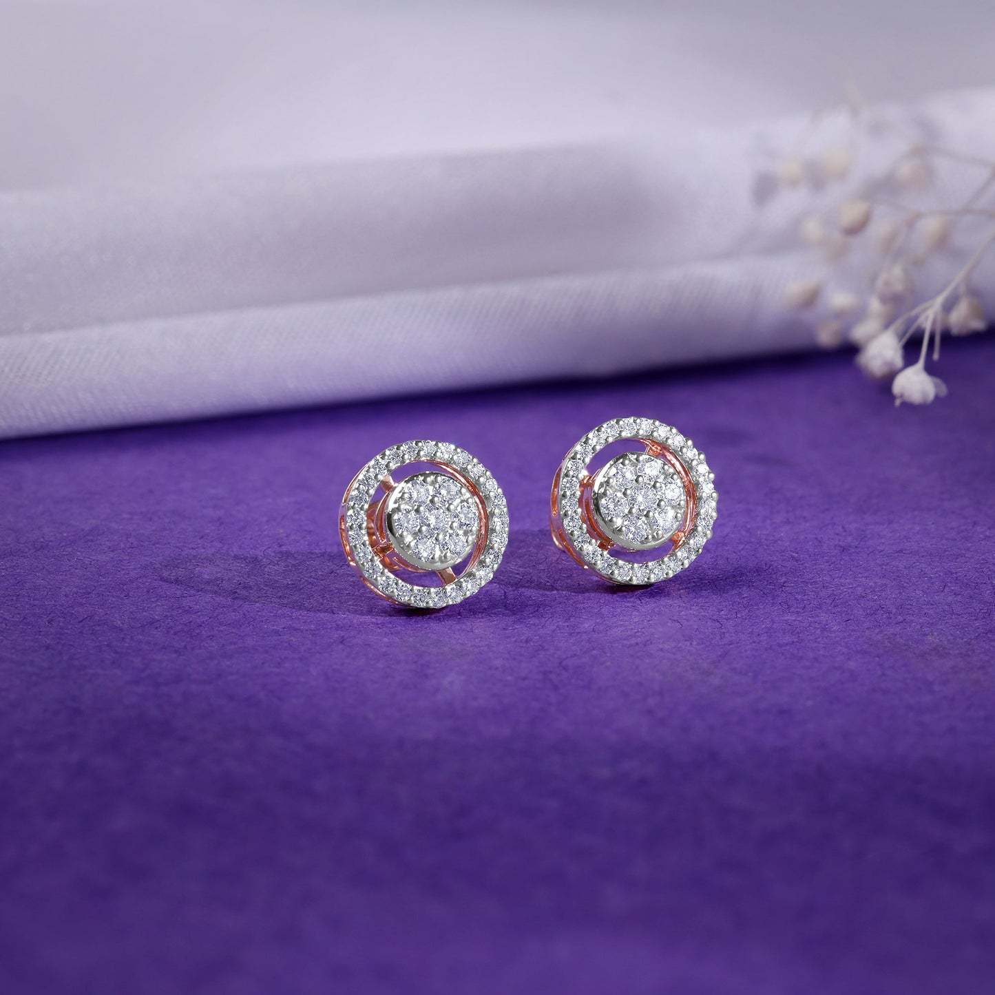 Rose Gold Poise Halo Lab Grown Diamond Earrings