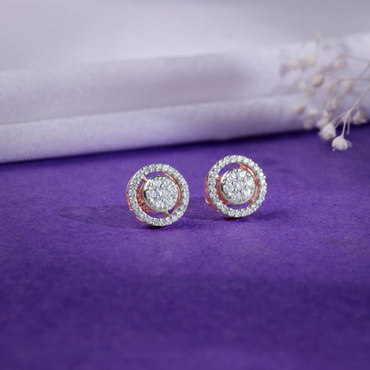 Rose Gold Poise Halo Lab Grown Diamond Earrings