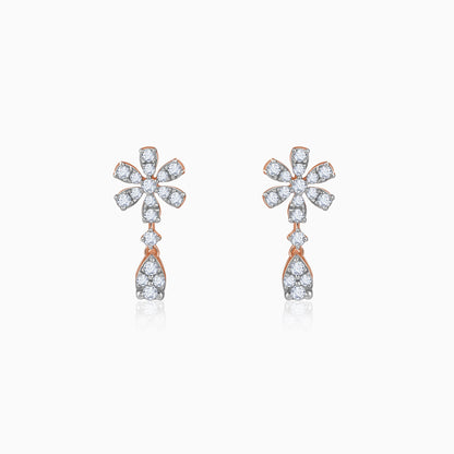 Rose Gold Floral Petal Lab Grown Diamond Earrings