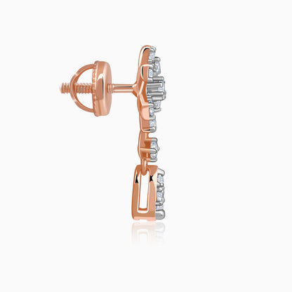 Rose Gold Floral Petal Lab Grown Diamond Earrings