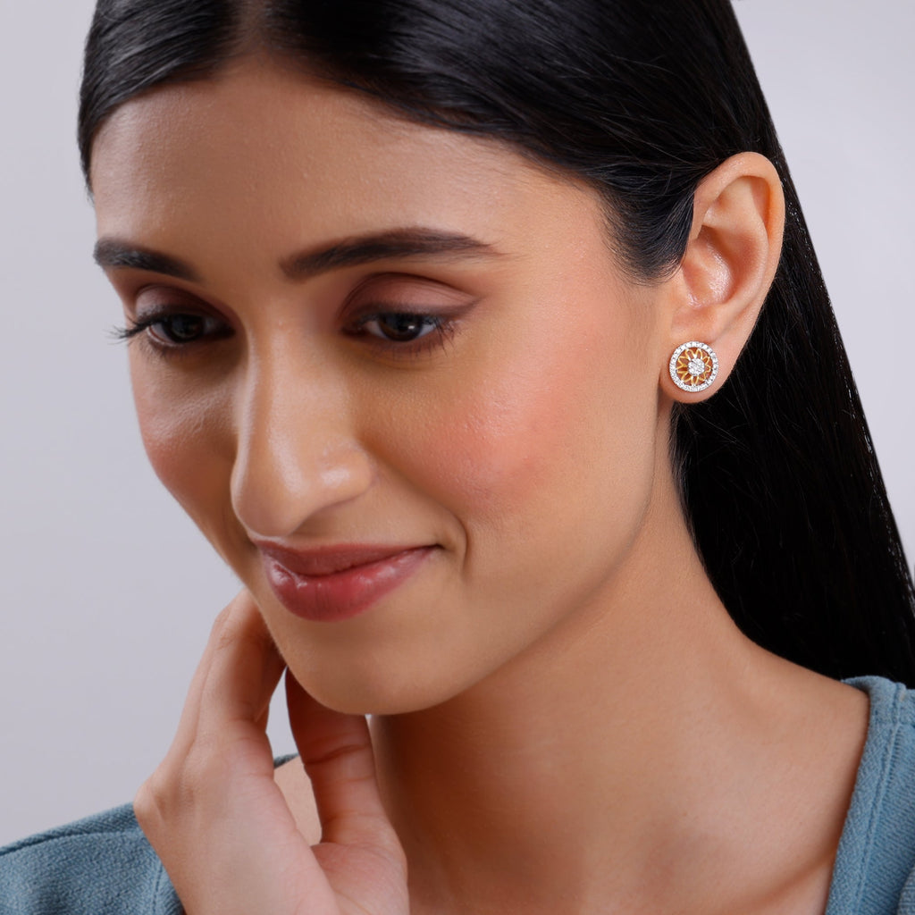 Gold Floral Fiona Lab Grown Diamond Earrings