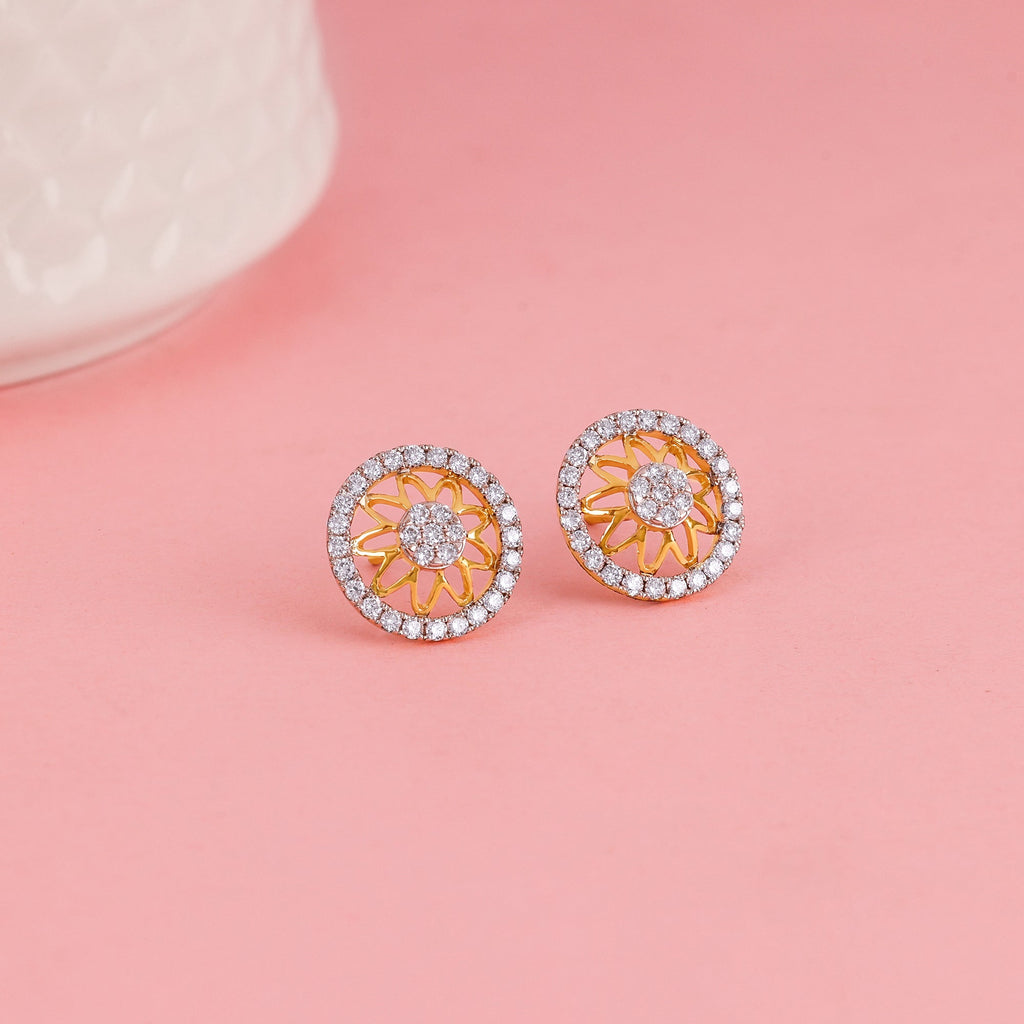 Gold Floral Fiona Lab Grown Diamond Earrings