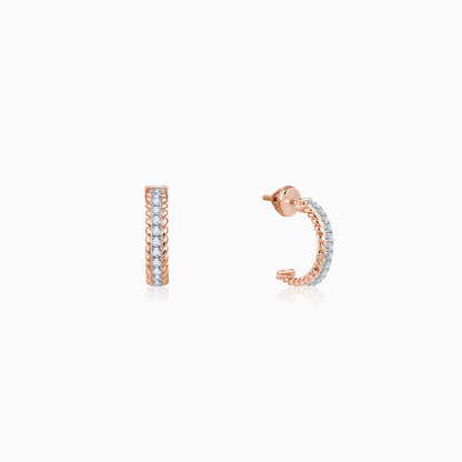 Rose Gold Braided J Hoop Lab Grown Diamond Earrings