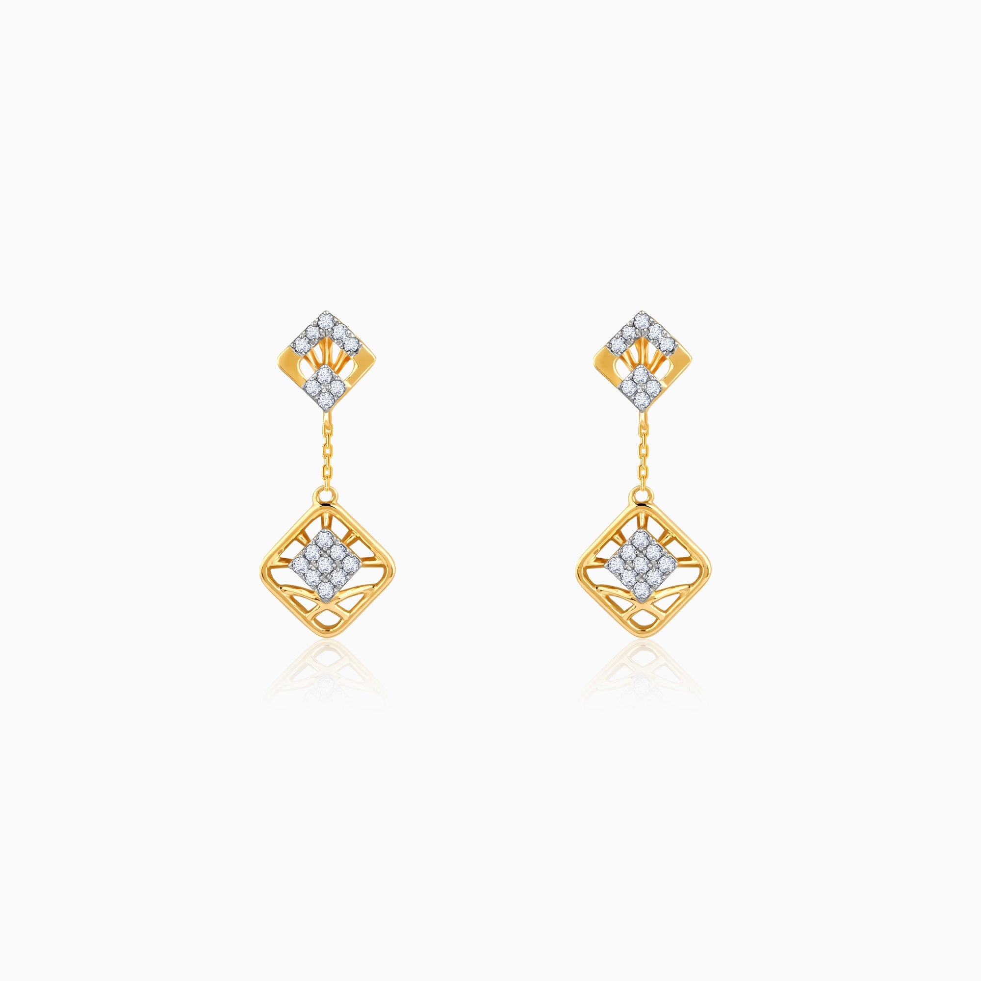 Gold Quadrado Twinkle Lab Grown Diamond Earrings