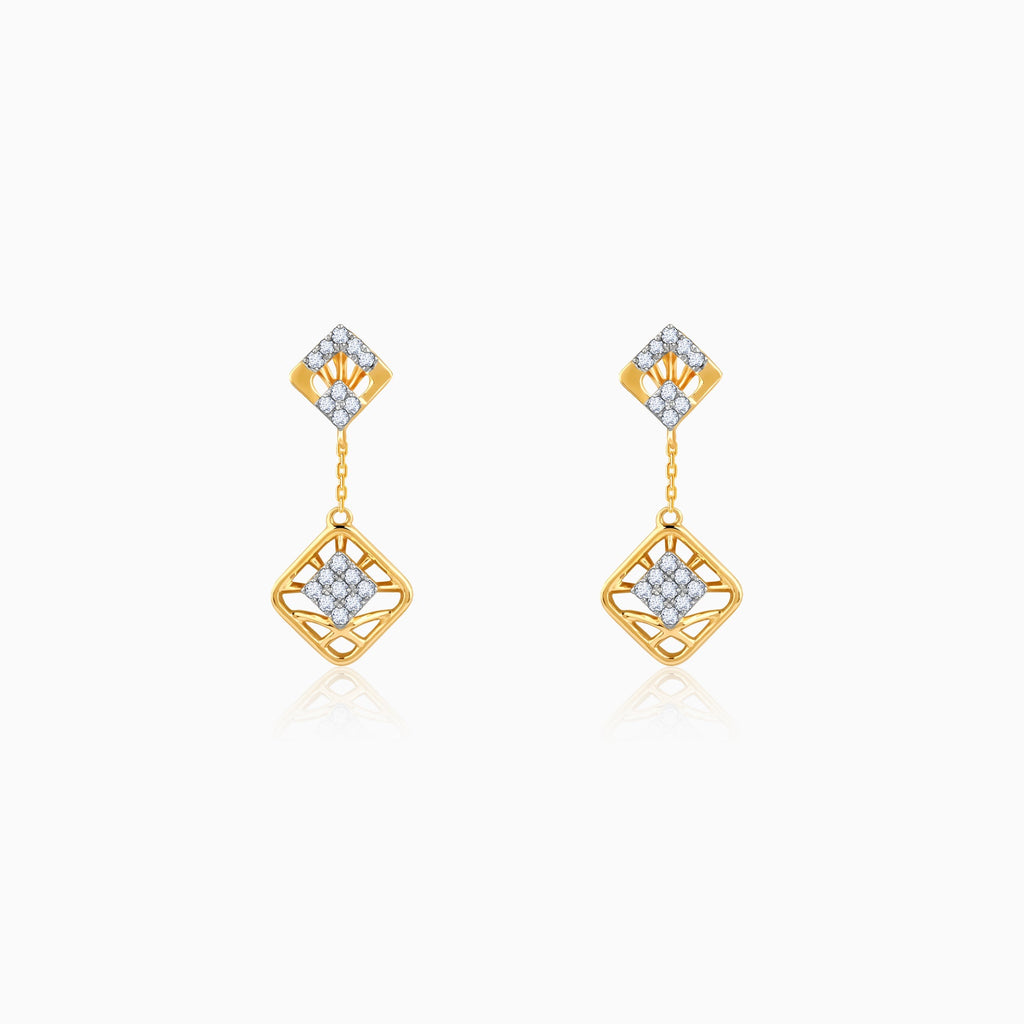 Gold Quadrado Twinkle Lab Grown Diamond Earrings