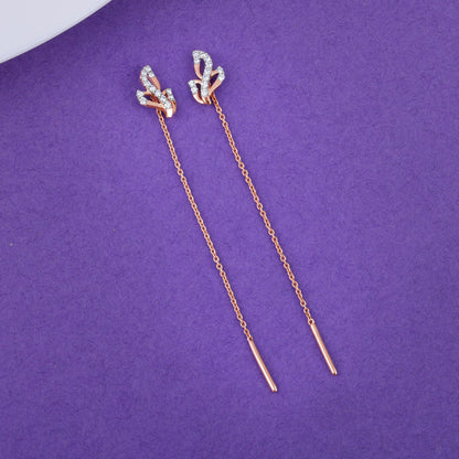 Rose Gold Whispering Petal Sui Dhaga Diamond Earrings