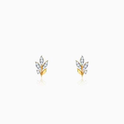 Gold Sylvaine Leaf Lab Grown Diamond Earrings