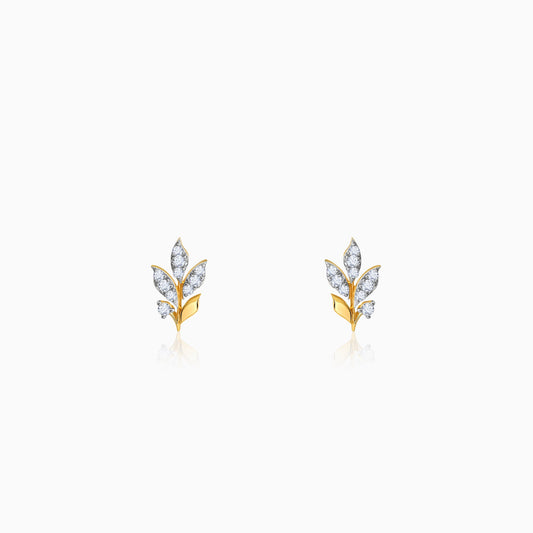 Gold Sylvaine Leaf Lab Grown Diamond Earrings