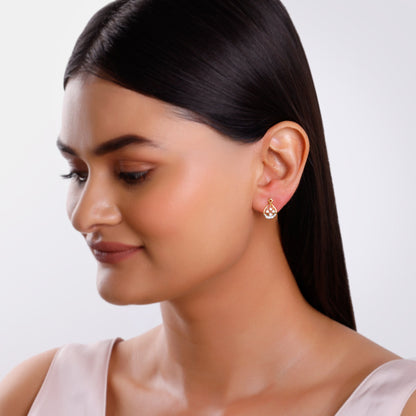 Gold Dropping Ray Lab Grown Diamond Earrings