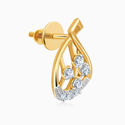 Gold Dropping Ray Lab Grown Diamond Earrings