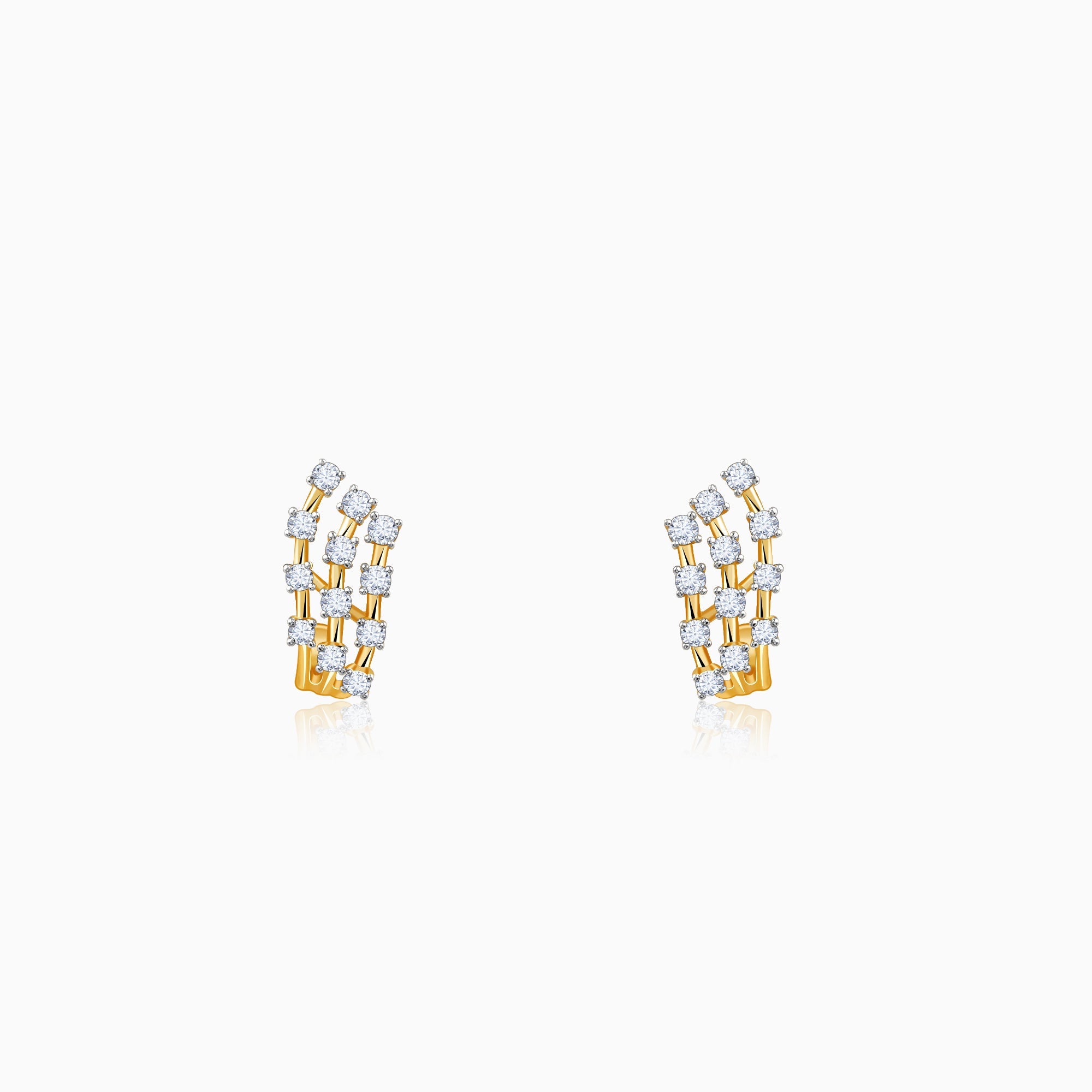 Gold Moonlit Waves J Hoop Lab Grown Diamond Earrings