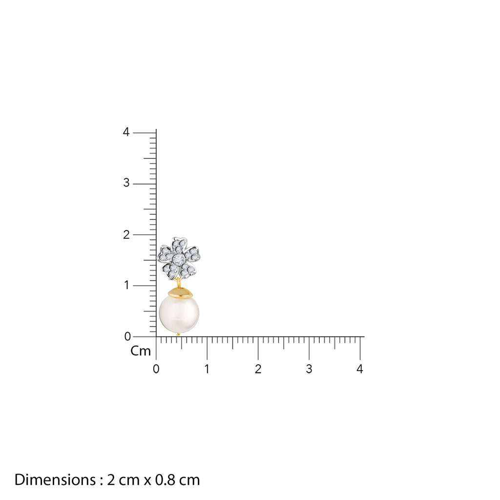 Gold Floral Pearl Diamond Earrings
