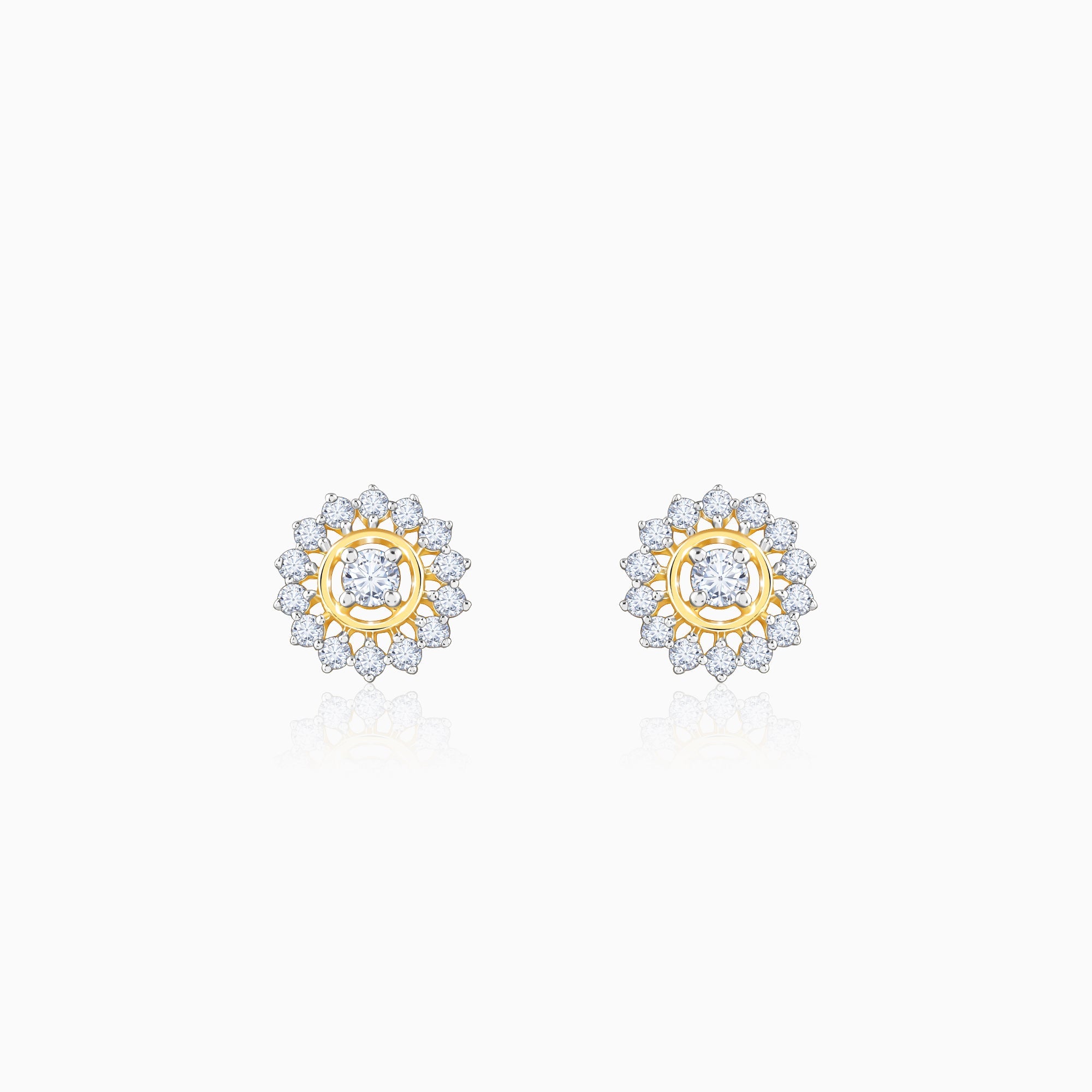 Gold Flower Power Lab Grown Diamond Stud Earrings