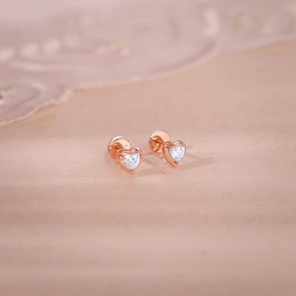Rose Gold Heart Throb Lab Grown Diamond Earrings