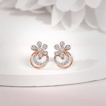 Rose Gold Zinnia Lab Grown Diamond Stud Earrings