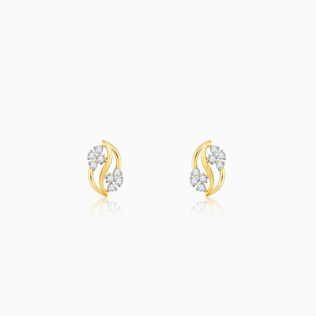 Gold Flower Weave Diamond Earrings