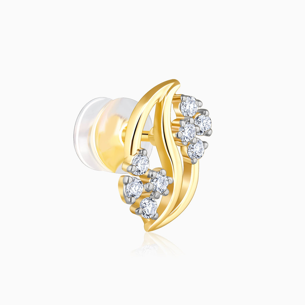 Gold Flower Weave Diamond Earrings