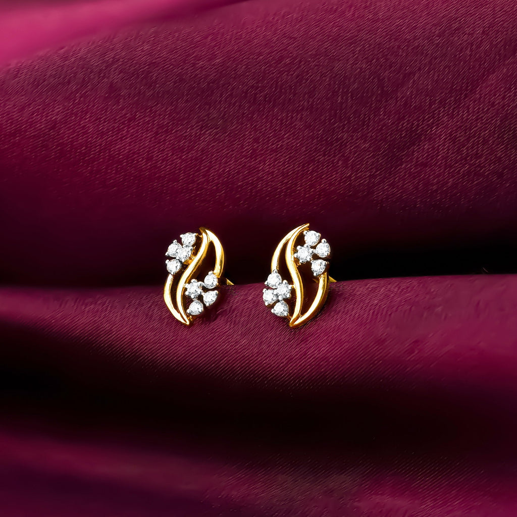 Gold Flower Weave Diamond Earrings