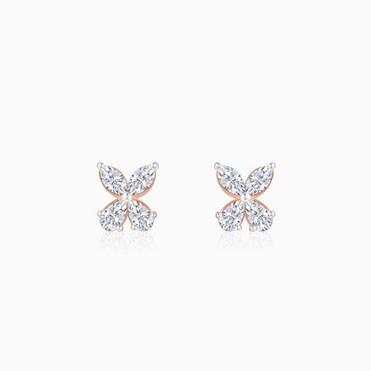 Rose Gold Filigree Butterfly Lab Grown Diamond Earrings