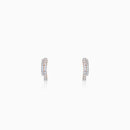 Rose Gold Crescent Moon Lab Grown Diamond Hoop Earrings