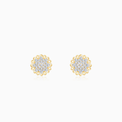 Gold Daisy Halo Lab Grown Diamond Stud Earrings