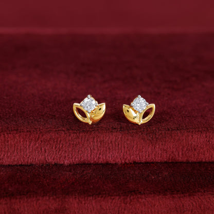 Gold Bud Lab Grown Diamond Stud Earrings