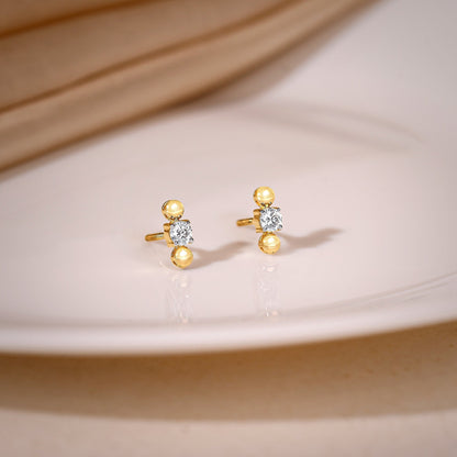 Gold Bindu Lab Grown Diamond Earrings