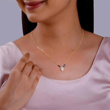 Gold Elegant Solitaire Lab Grown Diamond Mangalsutra