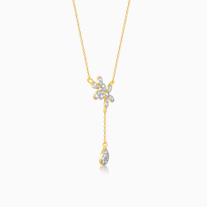 Gold Floral Drop Lab Grown Diamond Necklace