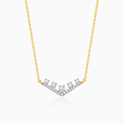 Gold Charming Pentad Diamond Necklace