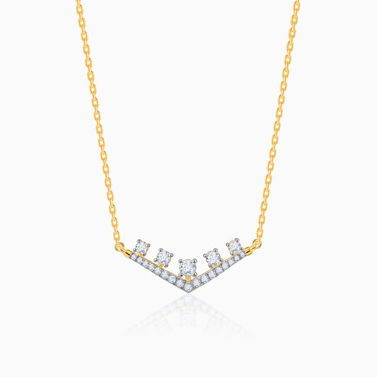 Gold Charming Pentad Diamond Necklace
