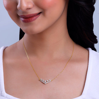 Gold Charming Pentad Diamond Necklace