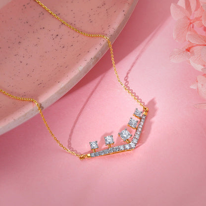 Gold Charming Pentad Diamond Necklace