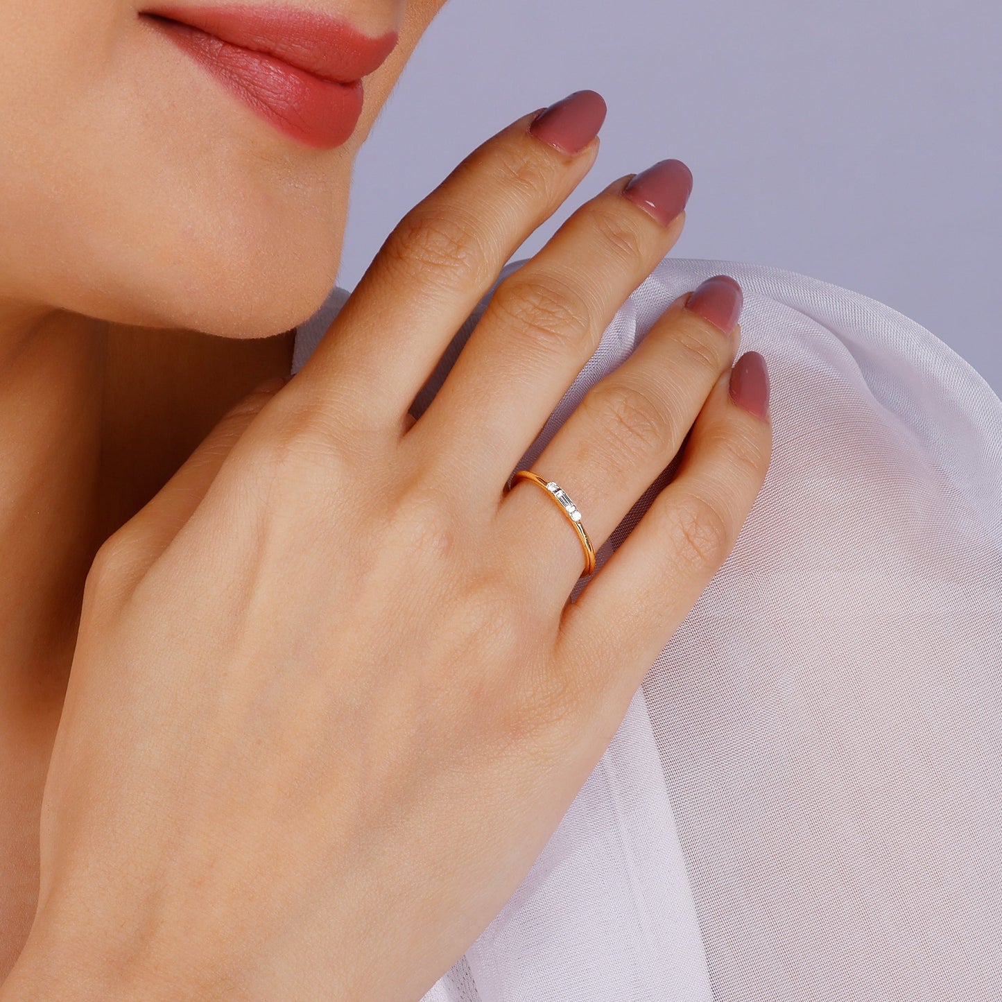 Gold Rectangular Diamond Ring