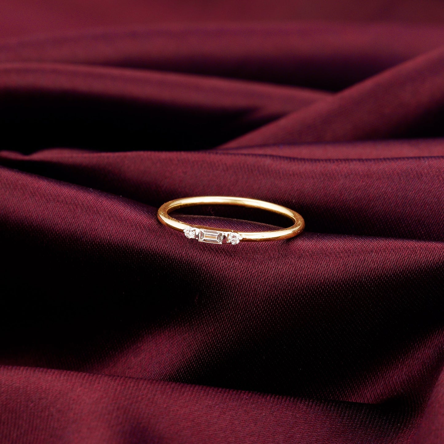 Gold Rectangular Diamond Ring