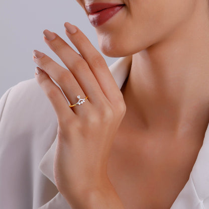 Gold Dangling Diamond Ring