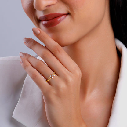 Gold X-Cross Diamond Ring