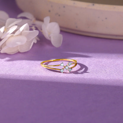 Gold X-Cross Diamond Ring