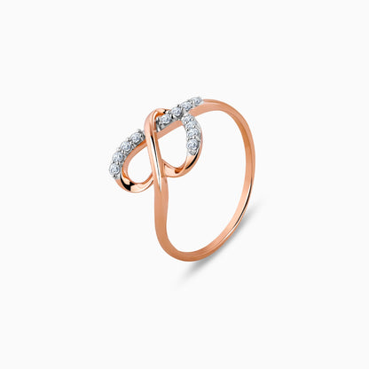 Rose Gold Warped Diamond Ring