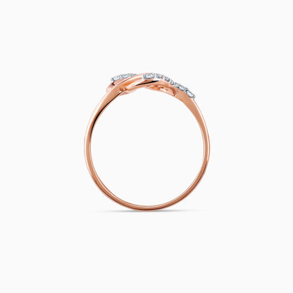 Rose Gold Warped Diamond Ring