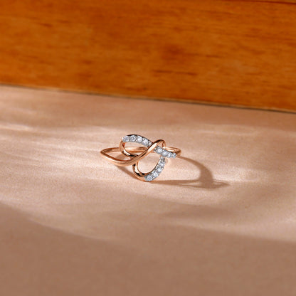 Rose Gold Warped Diamond Ring