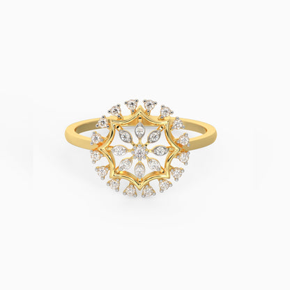 Gold Glamorous Floral Diamond Ring