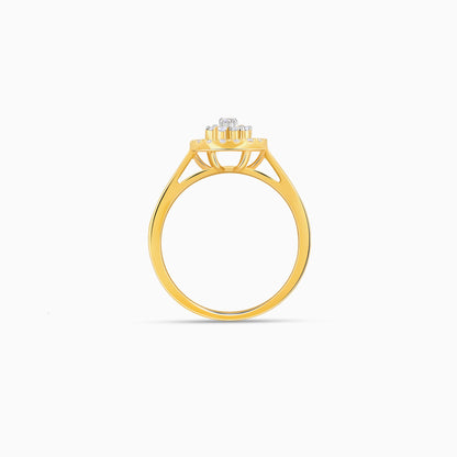 Gold Halo Cluster Lab Grown Diamond Ring