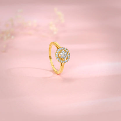 Gold Halo Cluster Lab Grown Diamond Ring