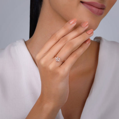 Rose Gold & Diamond Cute Bloom Ring
