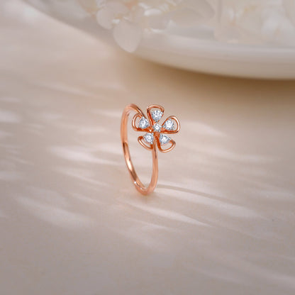 Rose Gold & Diamond Cute Bloom Ring